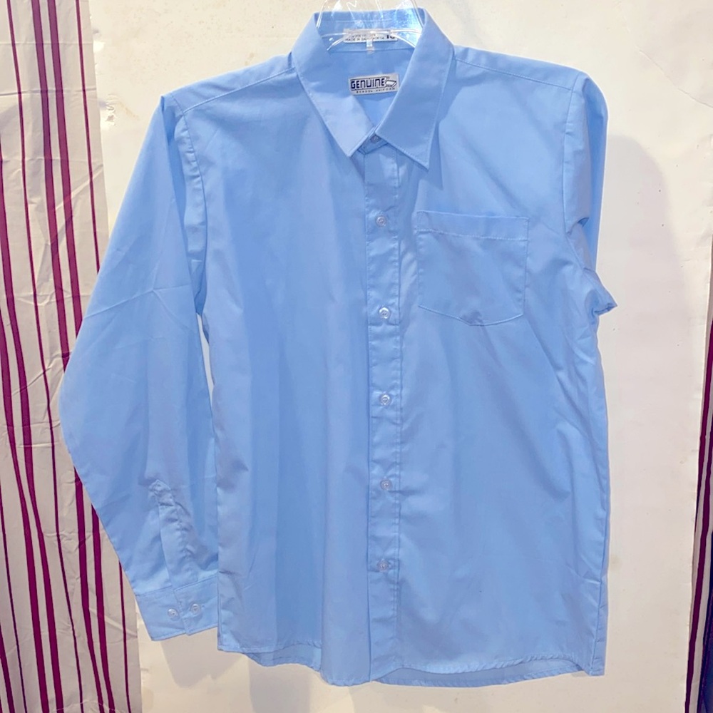 Boys Sz 16 Genuine, School Uniform long sleeve buttoned  Blue Shirt; NWOT